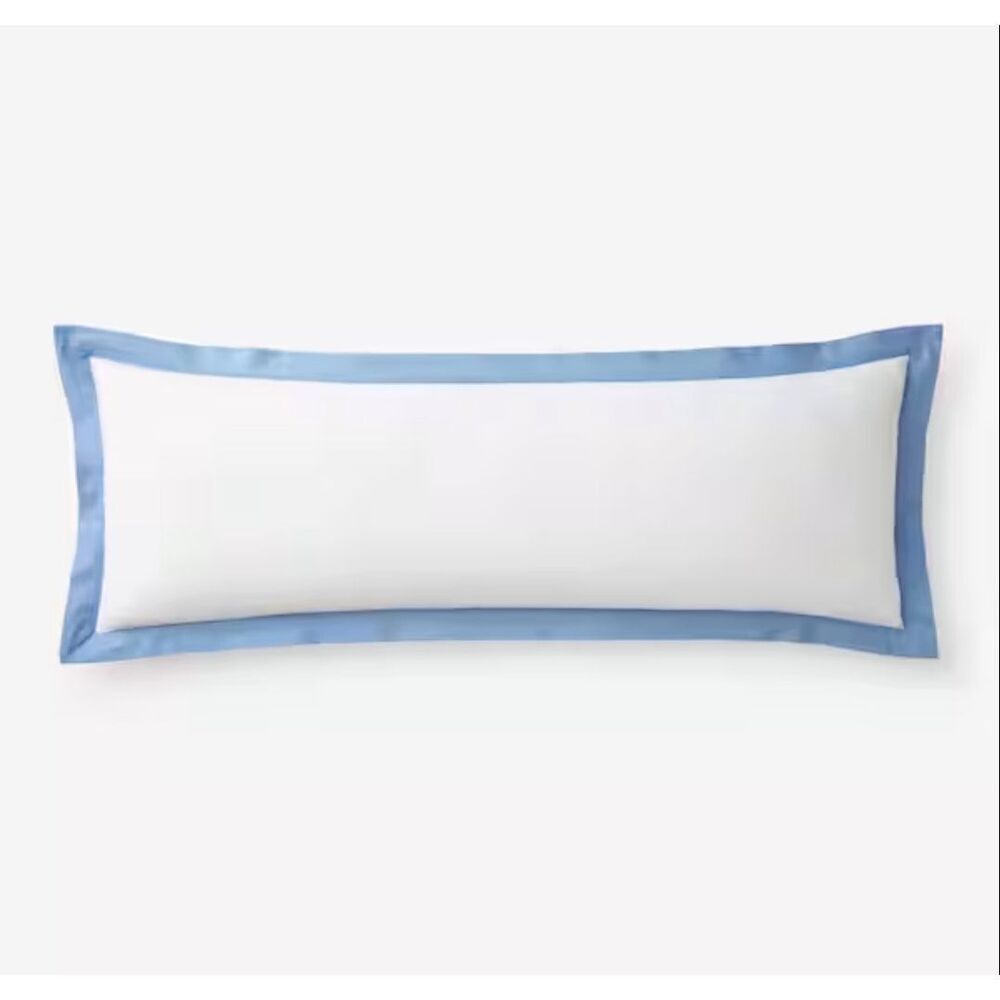The Company Store Border Percale Lumbar Porcelain Blue 14x 40 Throw Pillow Cover